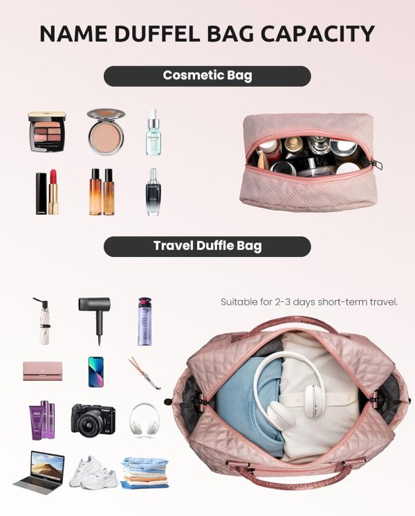 Women Gift-Birthday Gifts, Initial Duffle Bags with Shoe Compartment, Girls Weekender Bag, Overnight Tote for Women, Travel Bag with Makeup Pouch (Letter A) - Image 3