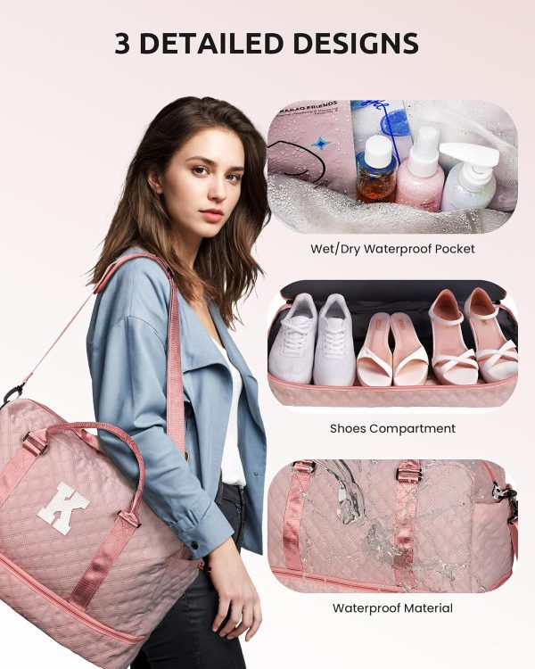 Women Gift-Birthday Gifts, Initial Duffle Bags with Shoe Compartment, Girls Weekender Bag, Overnight Tote for Women, Travel Bag with Makeup Pouch (Letter A) - Image 6
